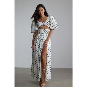 Sunfere Ellie Polka Dot Maxi Skirt Set in White & Black Size XL NWT Going out